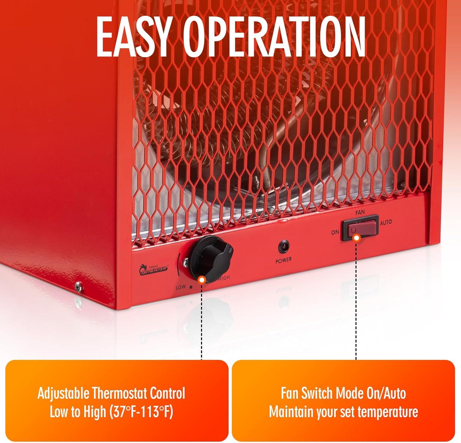 image:imageDR INFRARED HEATER DR988 240V Electric Industrial Garage Workshop Warehouse Construction Heater 5600W Thermostat 37113 F Portable Wall Ceiling Mount5600 Watts