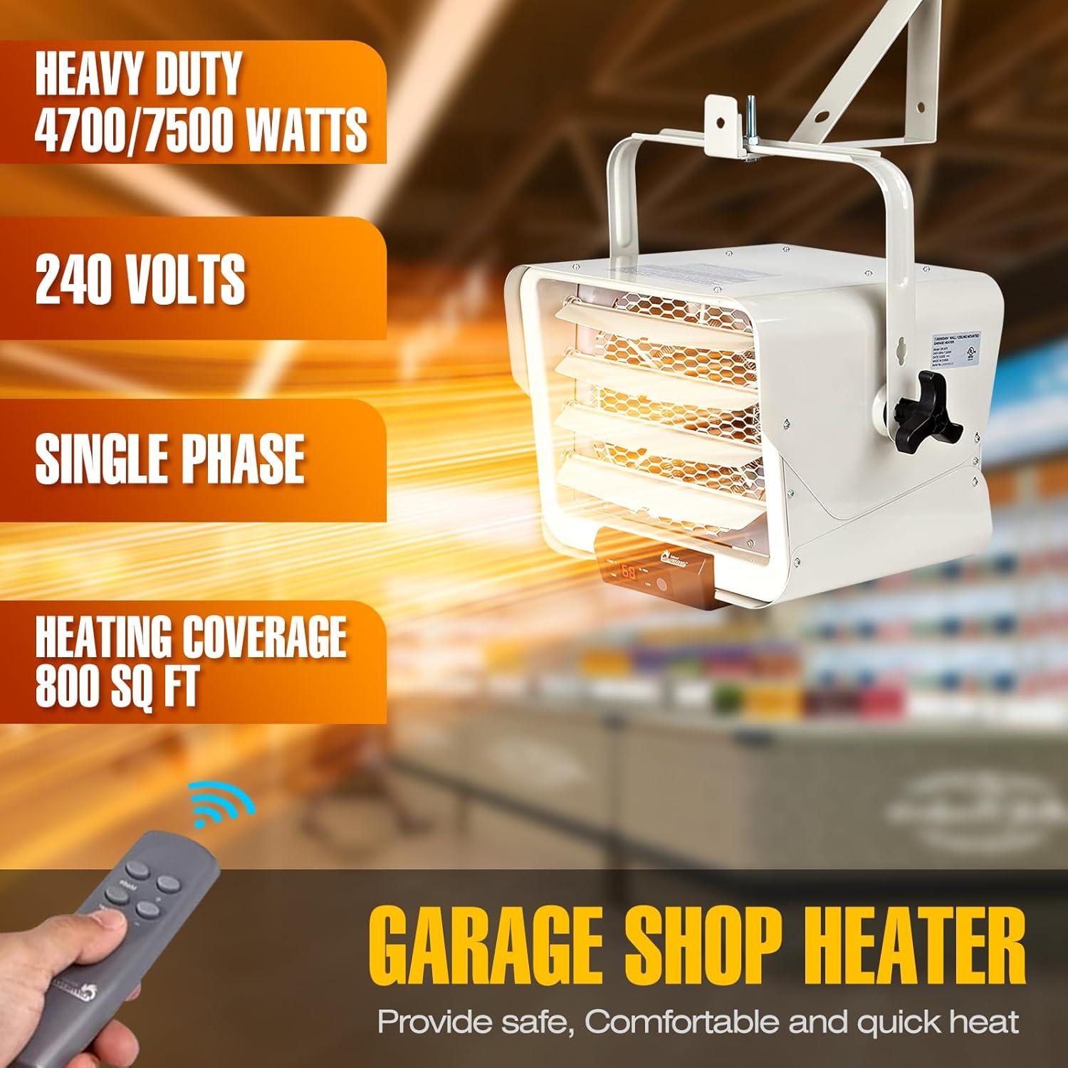 image:imageDR INFRARED HEATER DR988 240V Electric Industrial Garage Workshop Warehouse Construction Heater 5600W Thermostat 37113 F Portable Wall Ceiling Mount7500 Watts