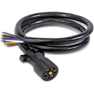 Dr Infrared Heater 8 Feet 7 Way Trailer Plug Cord Wiring Harness, Heavy Duty Weatherproof and Corrosion Resistant Inline Cable with Rugged PVC Jacket, Standard Plug for RV and Campers, Black