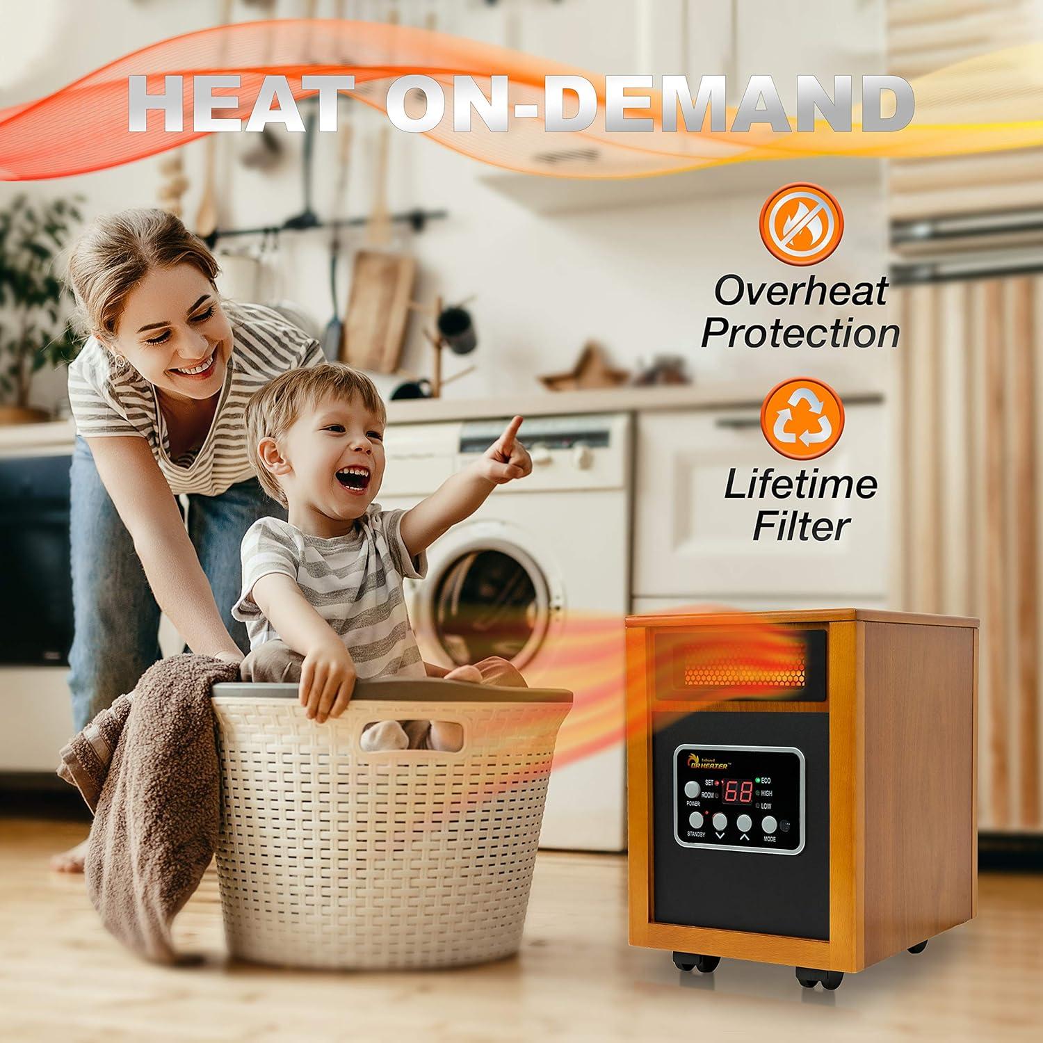 image:imageDr Infrared Heater 1500W Advanced Humidifier and Oscillation Fan and Remote Control Walnut DR998 Dual Heating SystemCherry