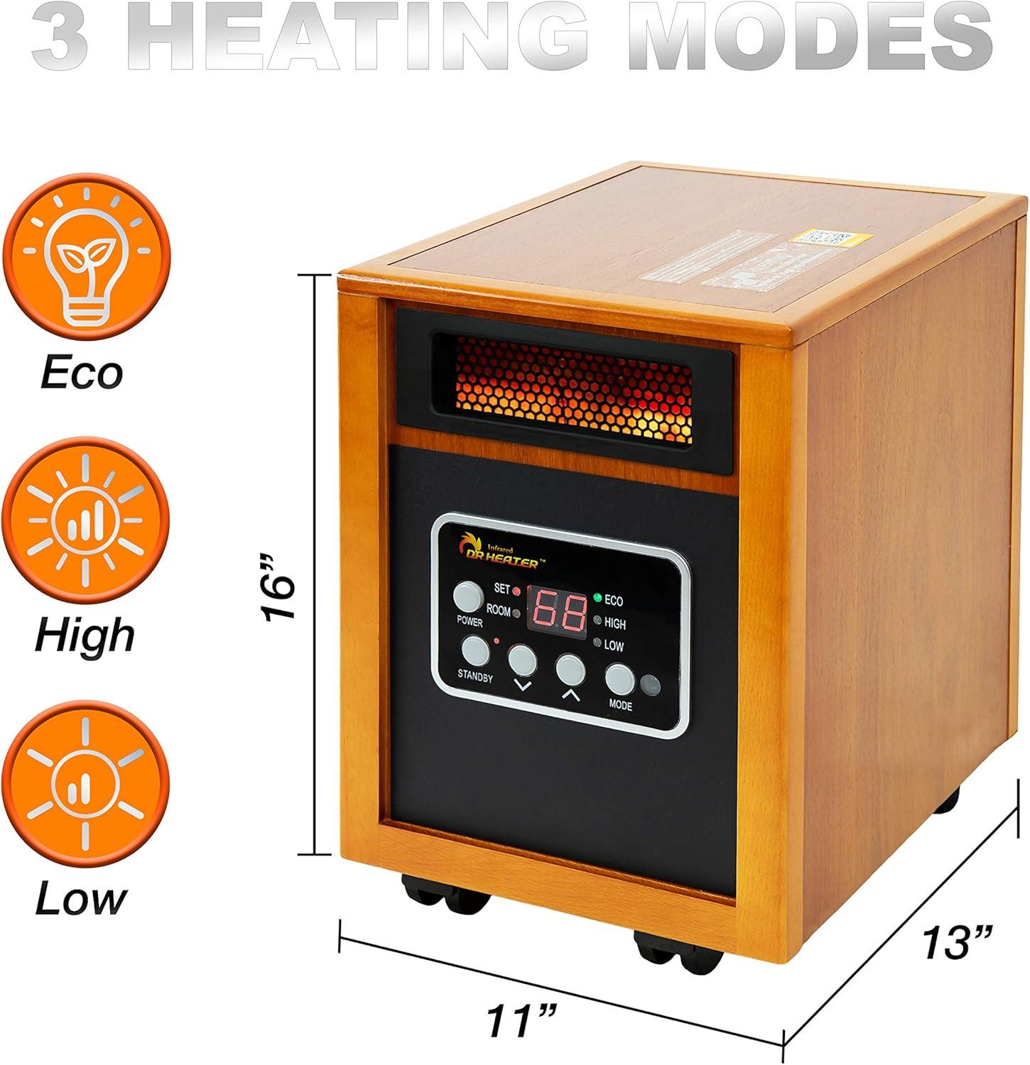 image:imageDr Infrared Heater 1500W Advanced Humidifier and Oscillation Fan and Remote Control Walnut DR998 Dual Heating SystemCherry