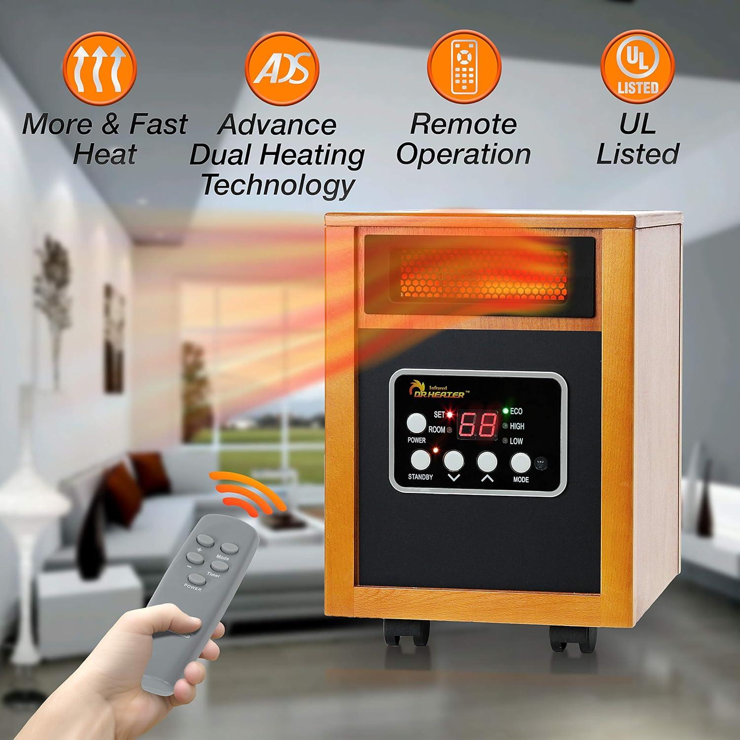 image:imageDr Infrared Heater 1500W Advanced Humidifier and Oscillation Fan and Remote Control Walnut DR998 Dual Heating SystemCherry