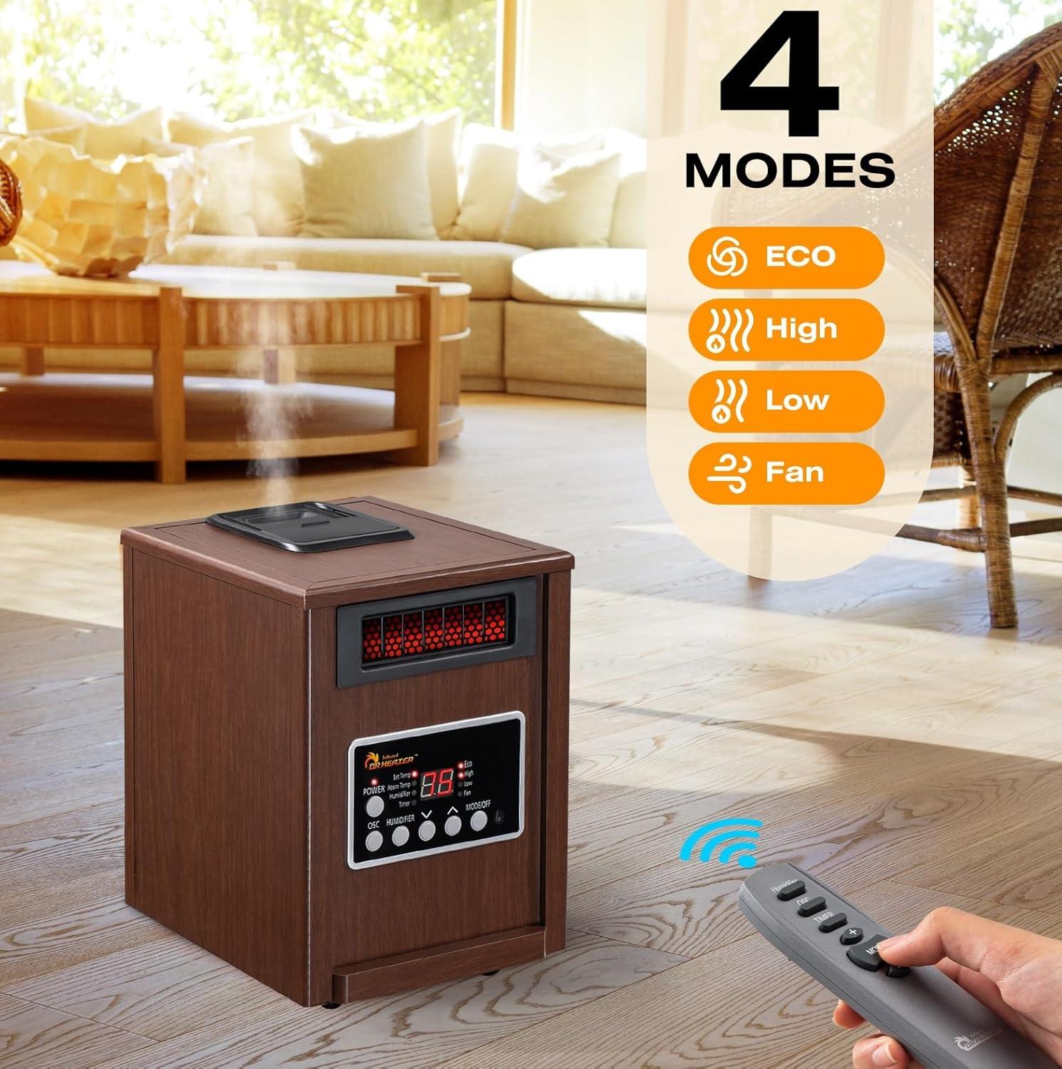 image:imageDr Infrared Heater 1500W Advanced Humidifier and Oscillation Fan and Remote Control Walnut DR998 Dual Heating SystemWalnut
