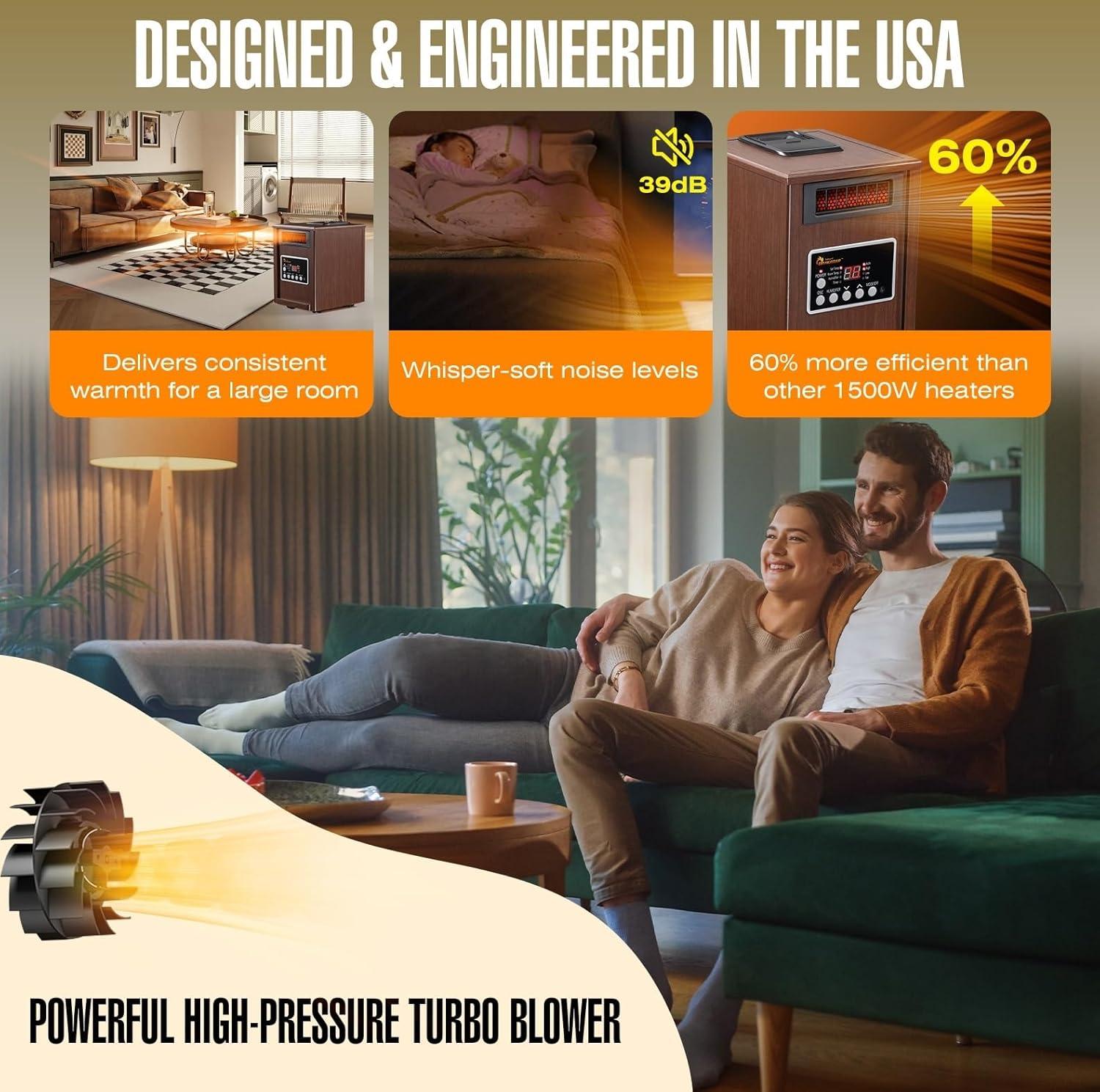 image:imageDr Infrared Heater 1500W Advanced Humidifier and Oscillation Fan and Remote Control Walnut DR998 Dual Heating SystemWalnut