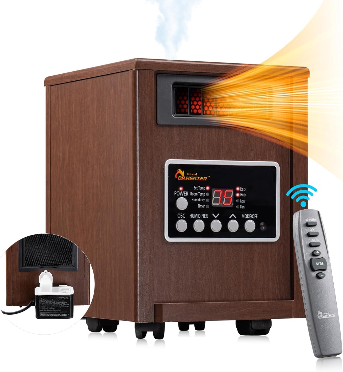 image:imageDr Infrared Heater 1500W Advanced Humidifier and Oscillation Fan and Remote Control Walnut DR998 Dual Heating SystemWalnut