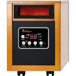 Dr. Infrared Heater, 1500W, Advanced Humidifier and Oscillation Fan and Remote Control, Walnut DR998, Dual Heating System(Cherry)