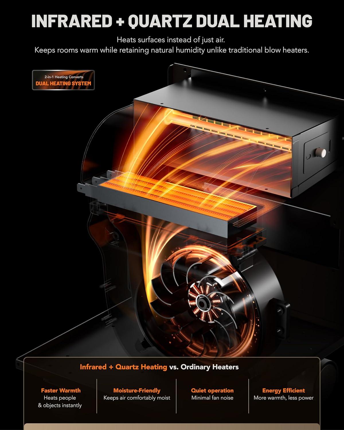 image:imageDr Infrared Heater DR998 1500W Space Heater with Humidifier Oscillation Fan amp Remote Control CherryOriginal