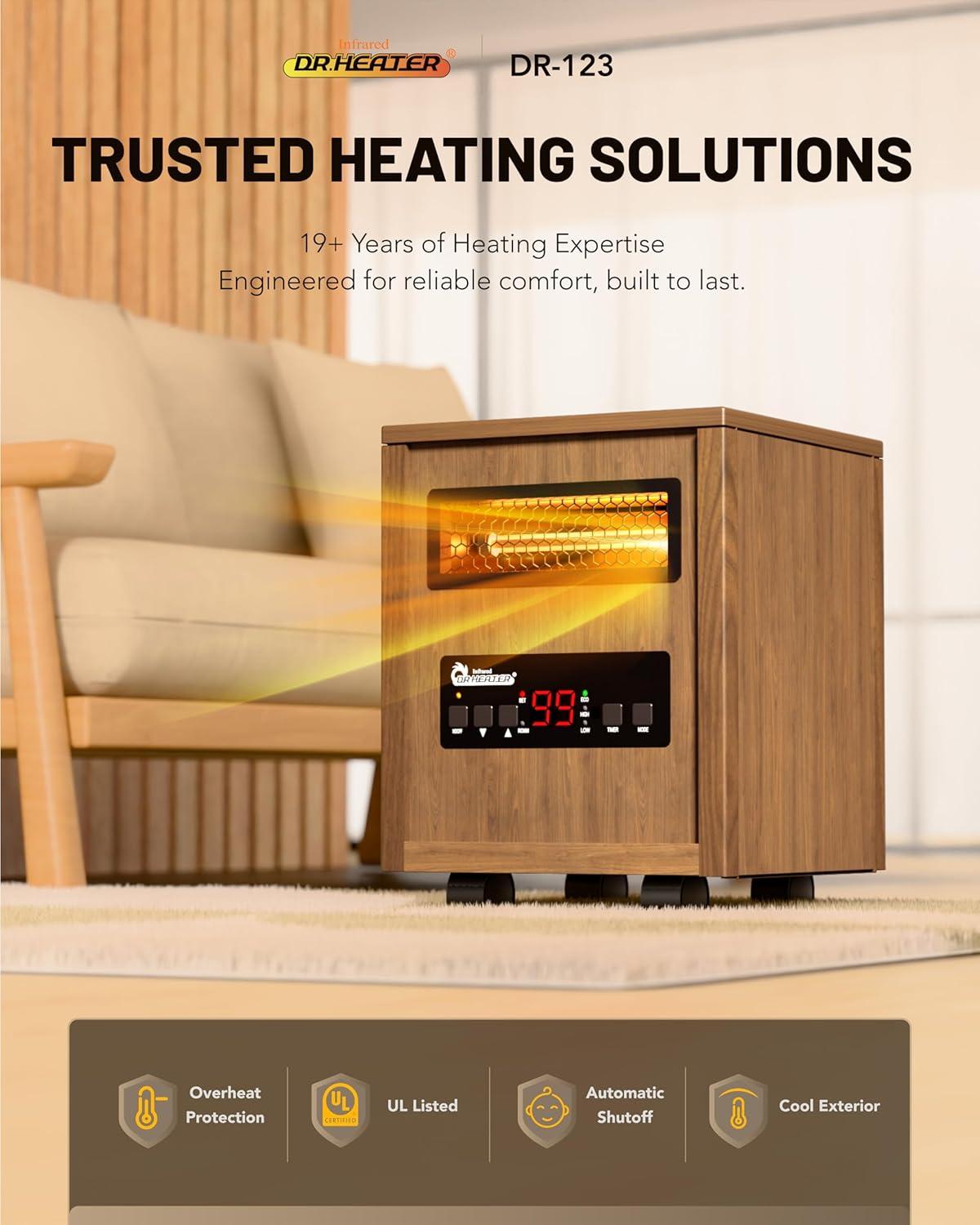 image:imageDr Infrared Heater DR998 1500W Space Heater with Humidifier Oscillation Fan amp Remote Control CherryOriginal